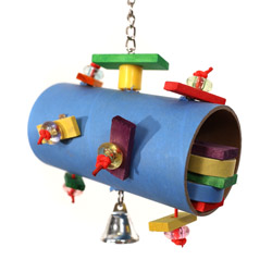 Cheaper Chews - CC305 Bagel Tube with Wood Parrot Toy for Small to Medium Parrots