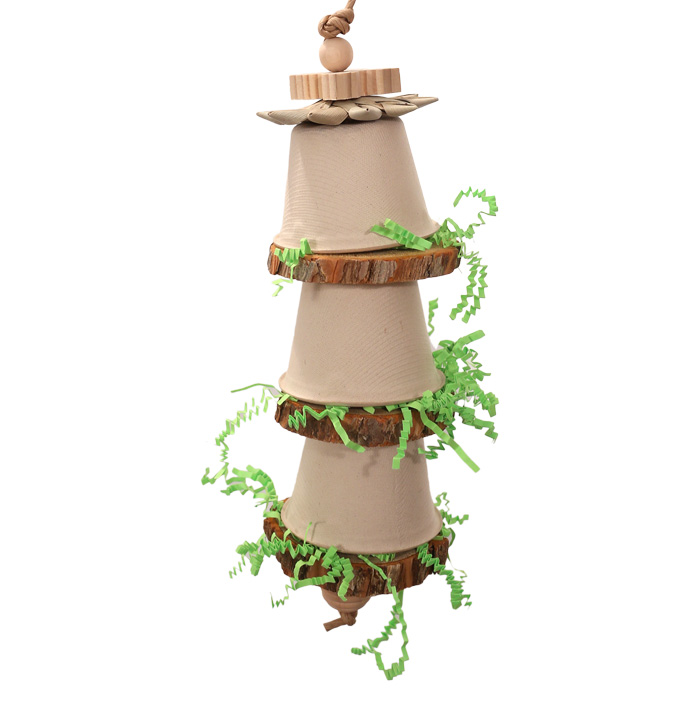 Woodland Parrot Evergreen Stacked Natural Cups Foraging Toy