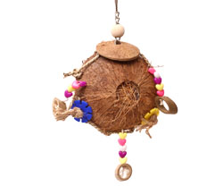 Seaside Lagoon Toy for Small Parrots and Parakeets - Coconut Side