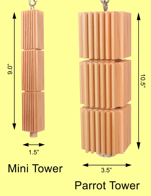 Mini Tower and Parrot Tower Sizes