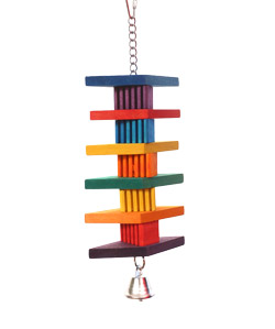 Rainbow Diamond Medium Parrot Toy Featuring Grooved Blocks and Diamonds