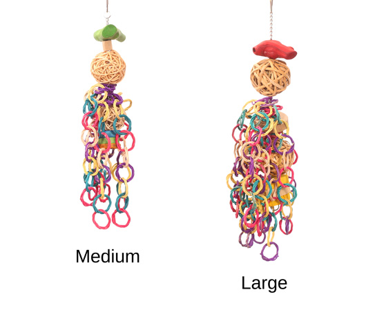 Tropical Cascade Parrot Toy Sizes: Medium and Large