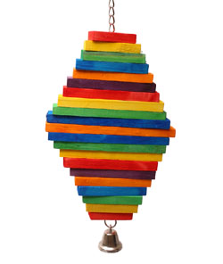 Tropical Rainbow Medium Parrot Toy - Colorful Wood on Chain